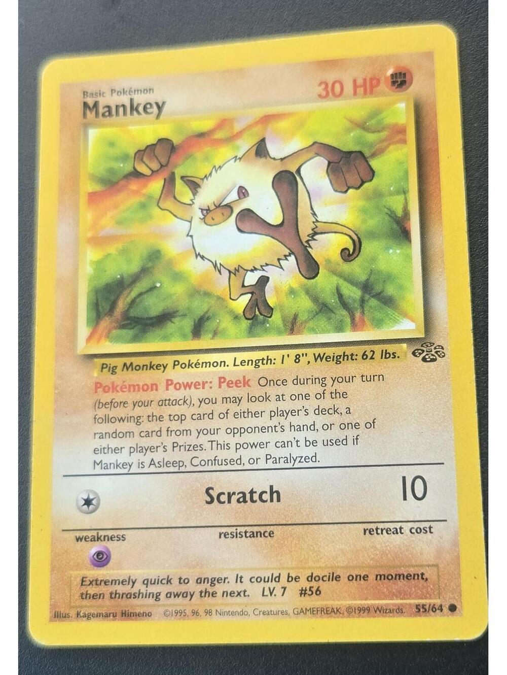 Mankey Basic Pokémon Card 30 HP
